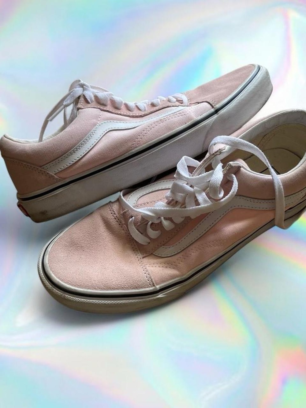Vans Pink and White Old Skool Women's Sneakers